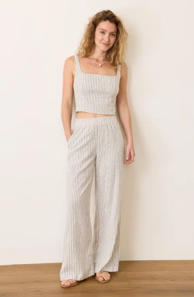 Marine Layer Allison Stripe Pull-on Wide Leg Hemp Blend Pants