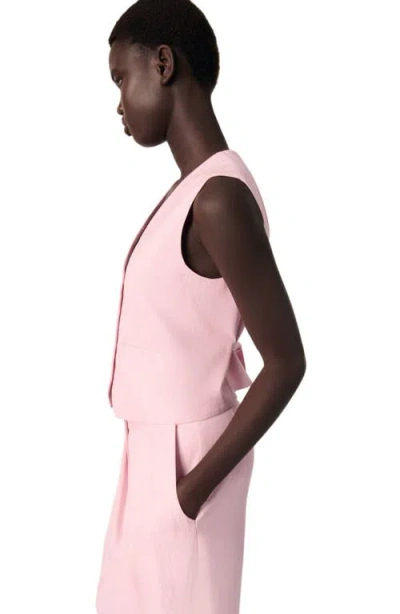 Maje Womens V-neck Woven Waistcoat Roses