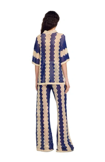 Sandro Palmas Striped Open-knit Cardigan