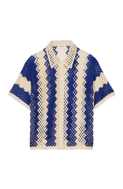 Sandro Palmas Striped Open-knit Cardigan