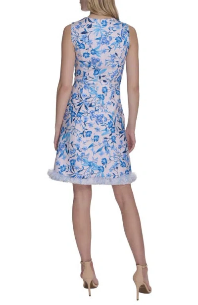 ELIZA J ELIZA J FLORAL FRINGE DETAIL A-LINE DRESS 