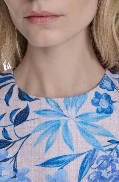 Eliza J Floral Fringe Detail A-line Dress In Blue