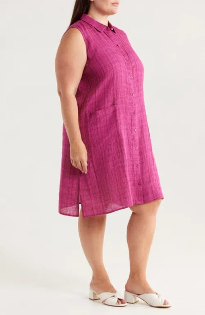 Eileen Fisher Plaid Sleeveless Organic Linen Shift Dress
