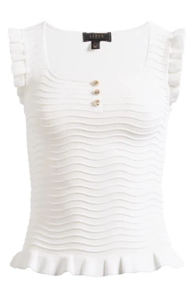 Lipsy Wave Stitch Ruffle Accent Knit Top