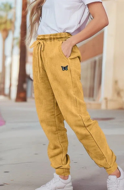 Dalix Womens Butterfly Midweight Fleece Washed Jogger Pant