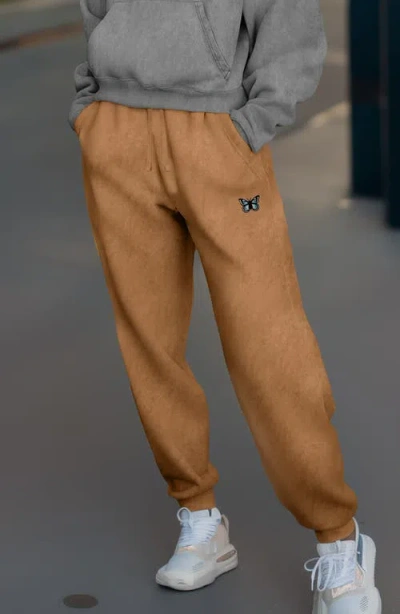 Dalix Womens Butterfly Midweight Fleece Washed Jogger Pant