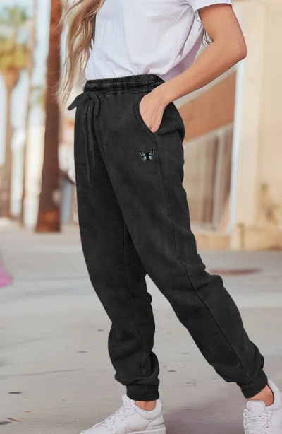 Dalix Womens Butterfly Midweight Fleece Washed Jogger Pant