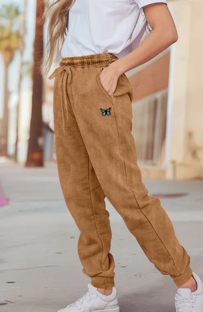 Dalix Womens Butterfly Midweight Fleece Washed Jogger Pant
