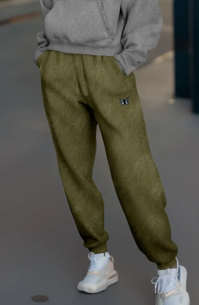 Dalix Womens Butterfly Midweight Fleece Washed Jogger Pant