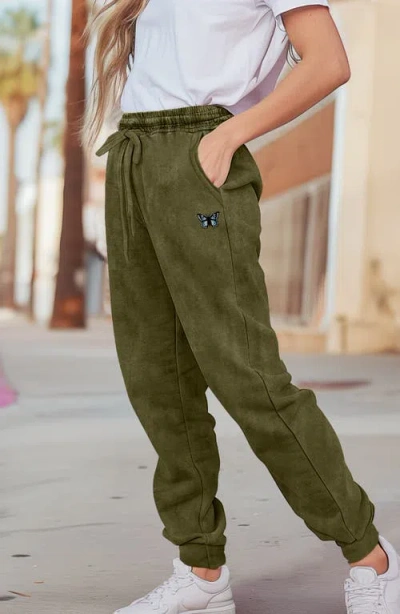 Dalix Womens Butterfly Midweight Fleece Washed Jogger Pant
