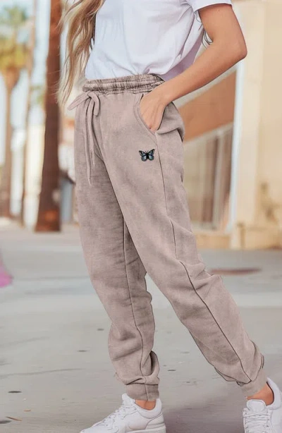 Dalix Womens Butterfly Midweight Fleece Washed Jogger Pant