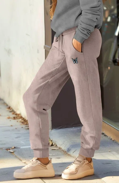 Dalix Womens Butterfly Midweight Fleece Washed Jogger Pant