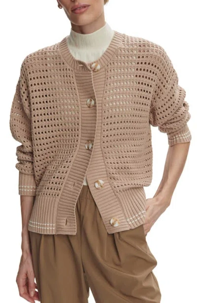 Varley Kris Relaxed Fit Knit Cardigan Light Taupe In Neutral