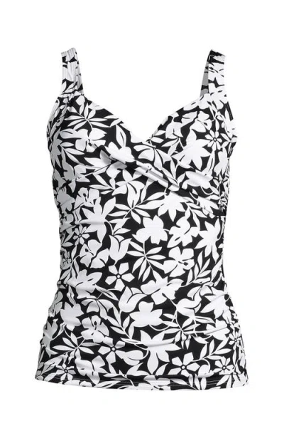 Lands' End D-cup V-neck Wrap Underwire Tankini Top Swimsuit