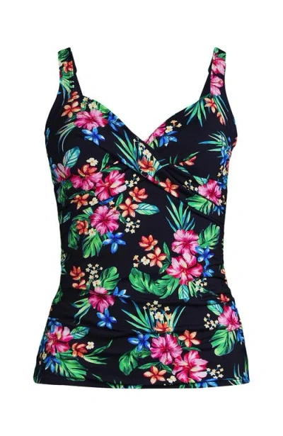 Lands' End D-cup V-neck Wrap Underwire Tankini Top Swimsuit