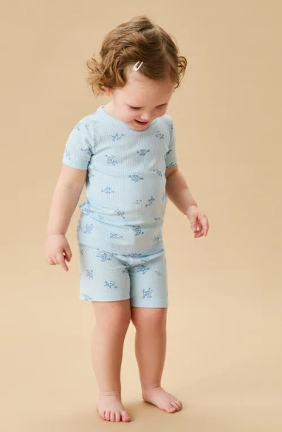 Mori Turtle Print Fitted Two-piece Short Pajamas