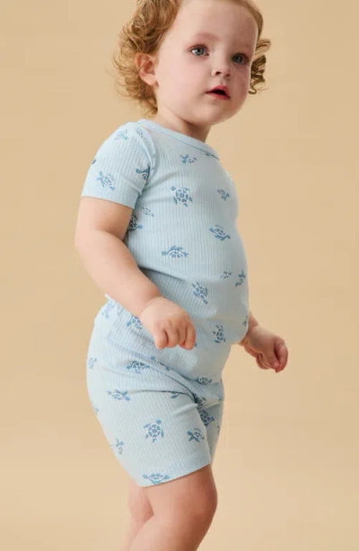 Mori Turtle Print Fitted Two-piece Short Pajamas