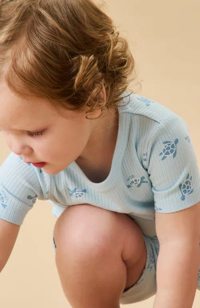 Mori Turtle Print Fitted Two-piece Short Pajamas