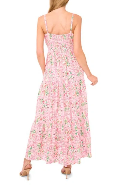 Cece Floral Stamp Print Linen Blend Maxi Dress