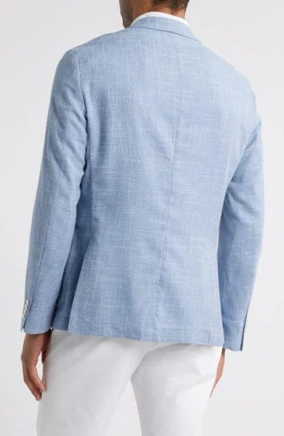 Hugo Boss Boss Hanry Slim Fit Light Blue Slub Wool & Cotton Blend Sport Coat