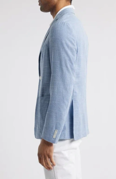 Hugo Boss Boss Hanry Slim Fit Light Blue Slub Wool & Cotton Blend Sport Coat