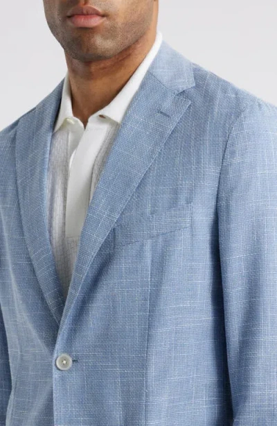 Hugo Boss Boss Hanry Slim Fit Light Blue Slub Wool & Cotton Blend Sport Coat