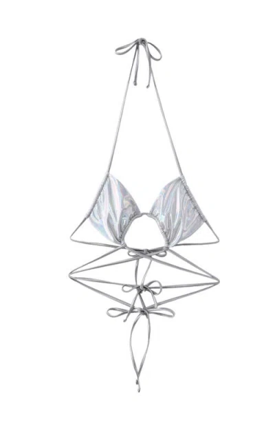 Lechery ® Lustrous Ruched Crisscross Wrap Bikini Top