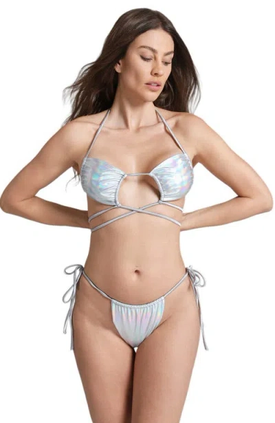 Lechery ® Lustrous Ruched Crisscross Wrap Bikini Top