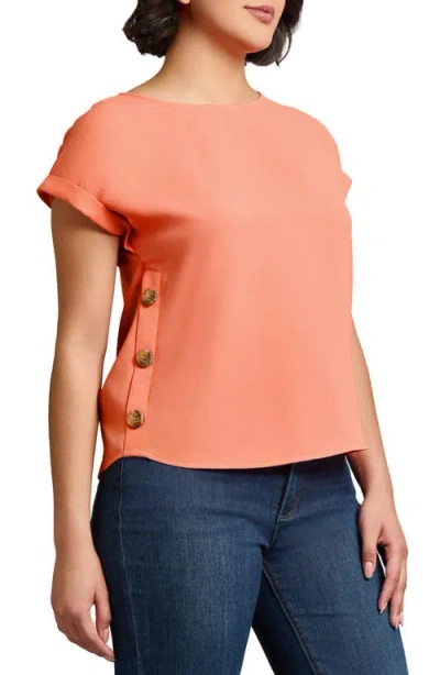 Jones New York Side Button Detail Crepe Top