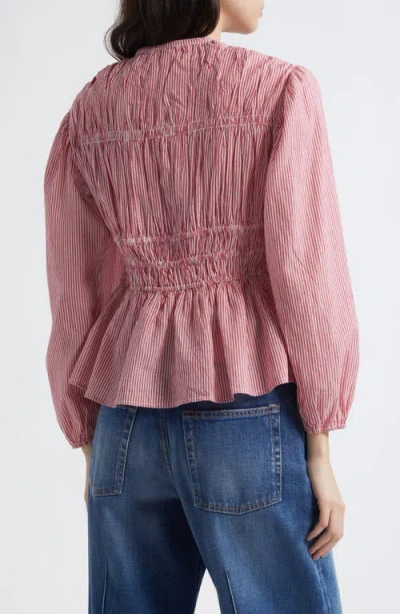 Mille Ella Tie-front Gathered Long-sleeve Blouse