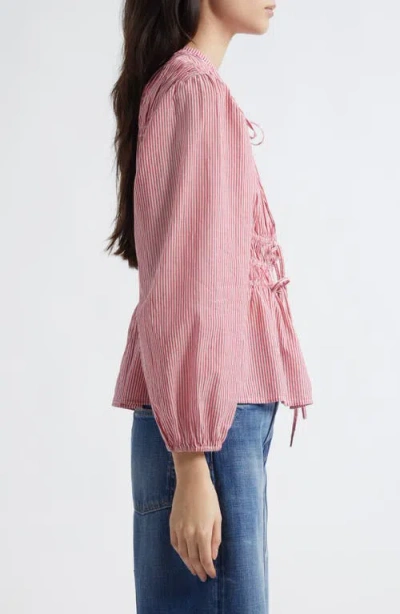 Mille Ella Tie-front Gathered Long-sleeve Blouse