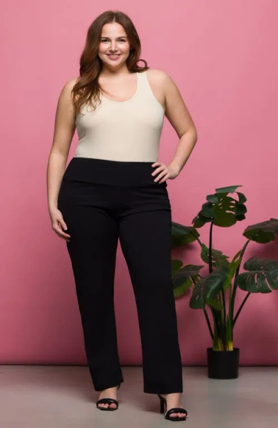 24seven Comfort Apparel High Waist Straight Leg Pants