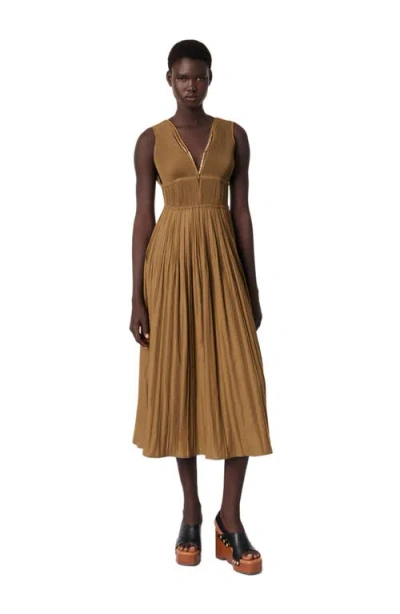 Maje Jewellery Neckline Pleated Dress