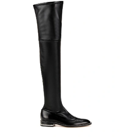 Shop Givenchy Embellished Over-the-knee Leather Boots In Llack