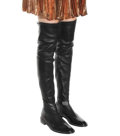 Shop Givenchy Embellished Over-the-knee Leather Boots In Llack