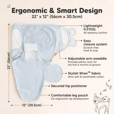 Keababies 3-pack Soothe (wren) Swaddle Wraps