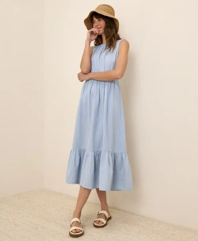 Pact Organic Cotton Coastal Double Gauze Tiered Midi Dress