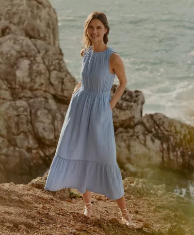 Pact Organic Cotton Coastal Double Gauze Tiered Midi Dress