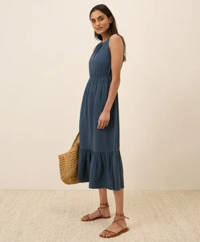 Pact Organic Cotton Coastal Double Gauze Tiered Midi Dress