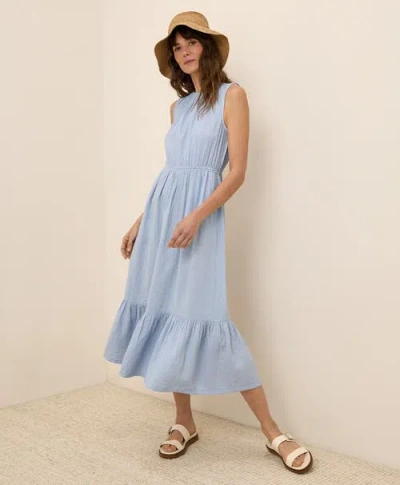 Pact Organic Cotton Coastal Double Gauze Tiered Midi Dress