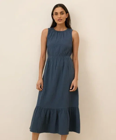 Pact Organic Cotton Coastal Double Gauze Tiered Midi Dress