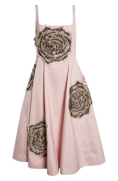 Marni Embellished Balloon Fit & Flare Taffeta Midi Dress