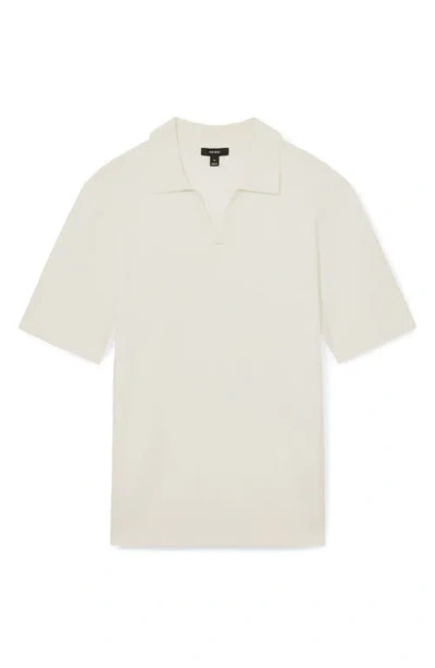 Reiss Tyne Textured Johnny Collar Polo Sweater In White