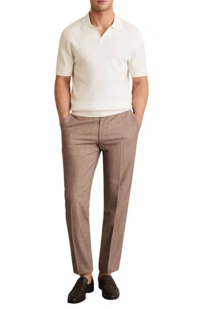 Reiss Tyne Textured Johnny Collar Polo Sweater In White