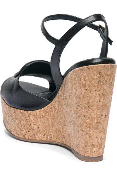 Santoni Nizza Leather Buckle Wedge Platforms In Black