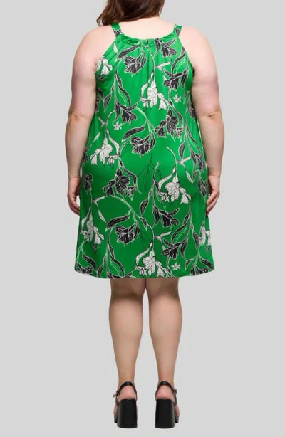 24seven Comfort Apparel Print Sleeveless Keyhole Cutout Dress
