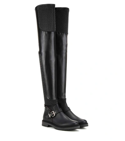 Shop Fendi Waves Quilted Leather Over-the-knee Boots