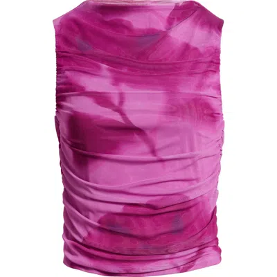 Open Edit Ruched Mesh Tank Top
