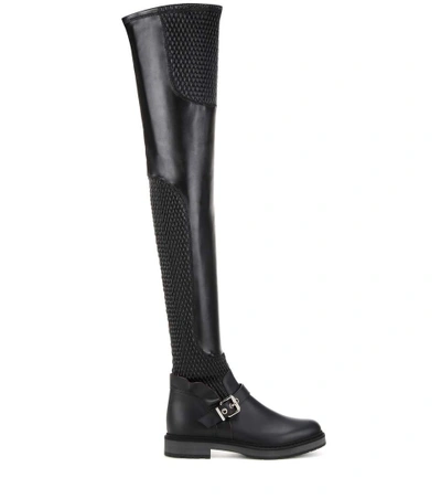Shop Fendi Waves Quilted Leather Over-the-knee Boots