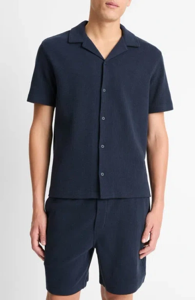 Vince Cotton Blend Boucle Regular Fit Button Down Camp Shirt